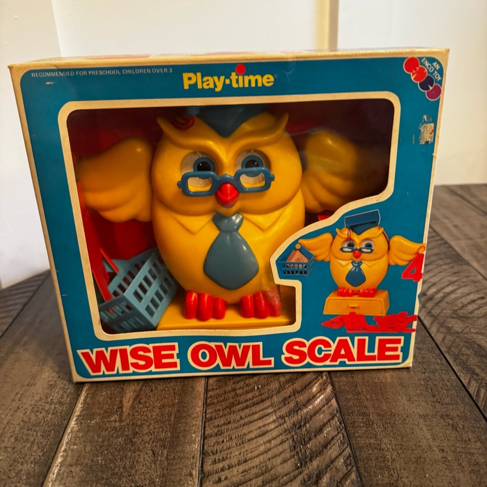 Vintage Enco Play-time Wise Owl Scale Toy ‎ New in Box